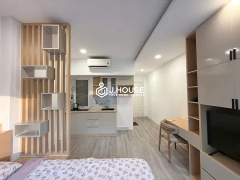 Bright Studio Apartment For Rent In HCMC, balcony, fully furnished